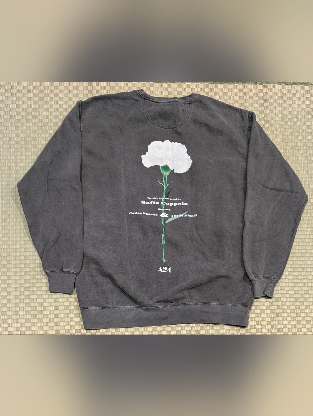 A24 Priscilla Embroidered Sweatshirt Dark Gray Size Large